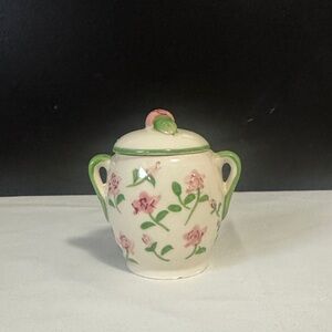 Floral Ceramic Sugar Bowl with Lid